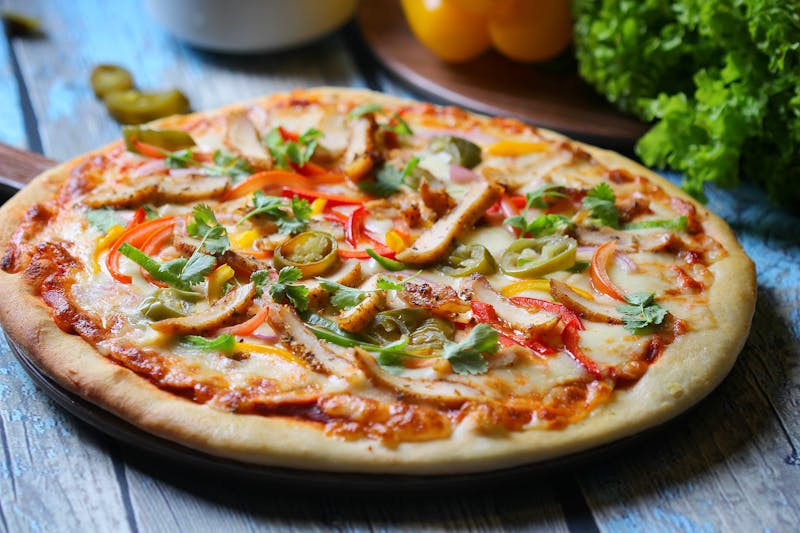Margherita square pizza with fresh basil